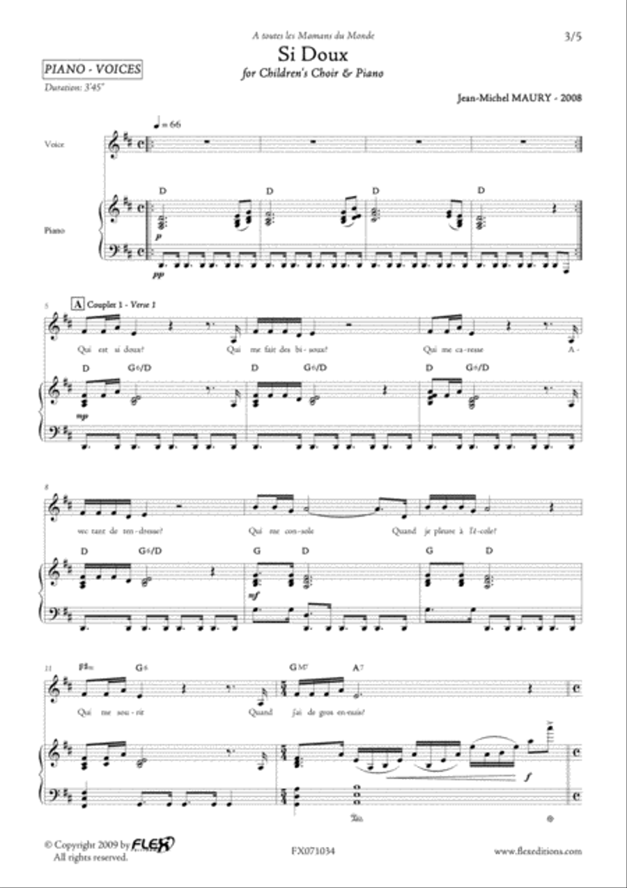 Si Doux (Version Piano) Si Doux (Version Piano) Children's Choir scores gallery preview page 3
