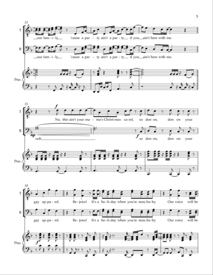 Merry Christmas Mary TTBB scores gallery preview page 6