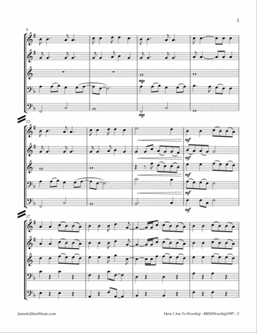 Here I Am To Worship Here I Am To Worship Brass Ensemble scores gallery preview page 3