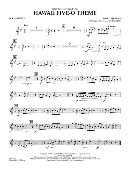 Hawaii Five-O Theme - Bb Clarinet 2