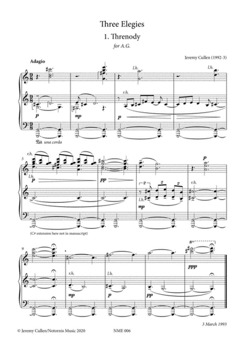 Three Elegies for Solo Piano image number null