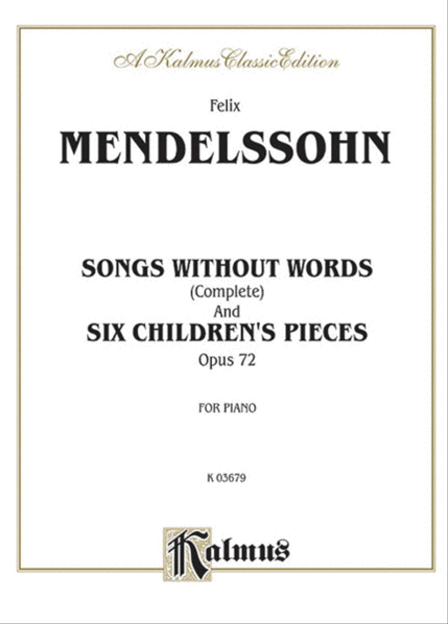 Songs without Words (Complete) and Six Children's Pieces, Op. 72 Piano Solo scores gallery preview page 1