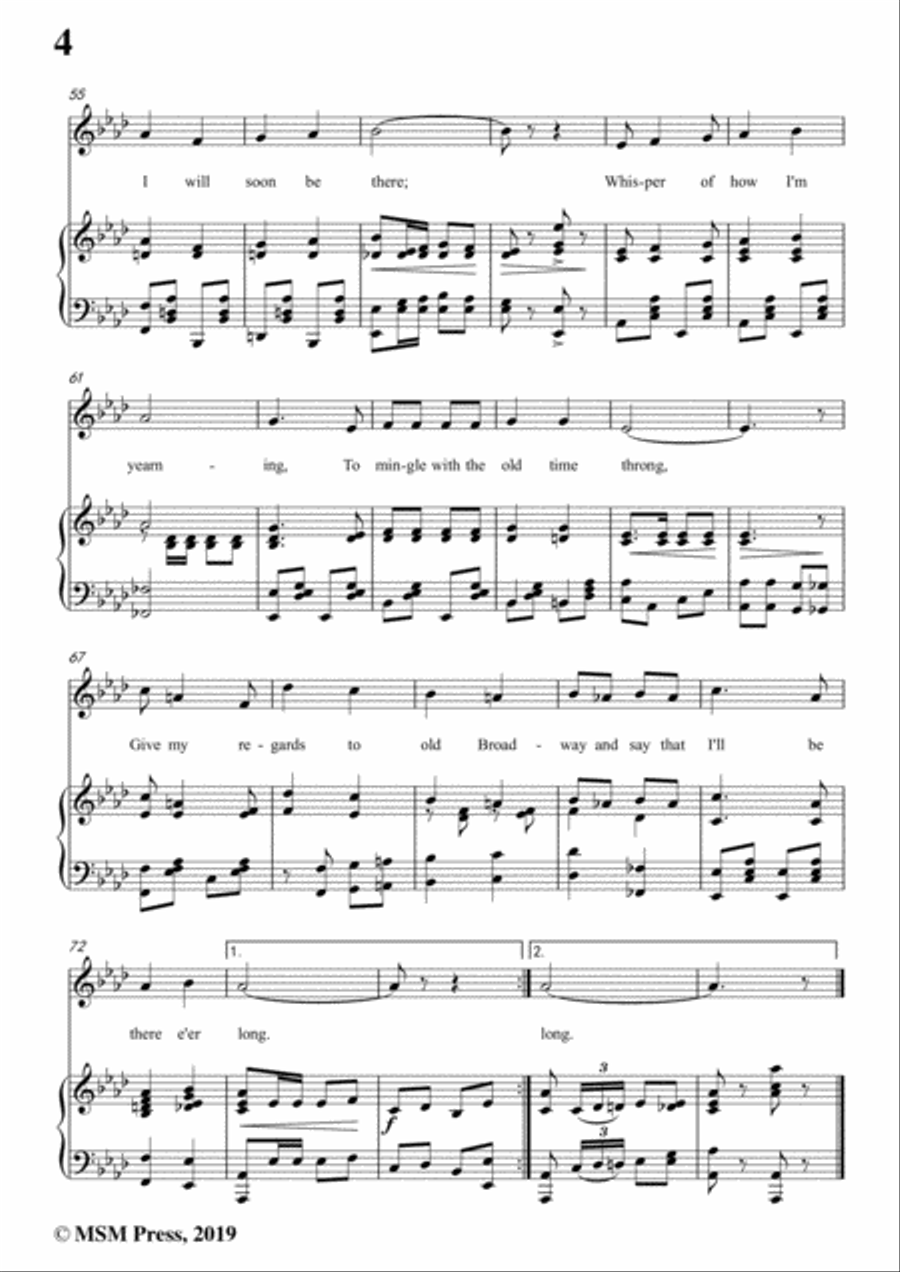 George M. Cohan-Give My Regards to Broadway,in A flat Major,for Voice&Piano Voice scores gallery preview page 6