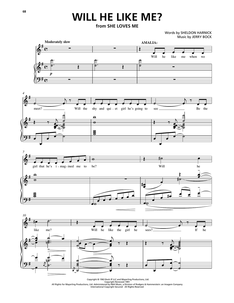 Will He Like Me? (from She Loves Me) Piano, Vocal, Guitar scores gallery preview page 1