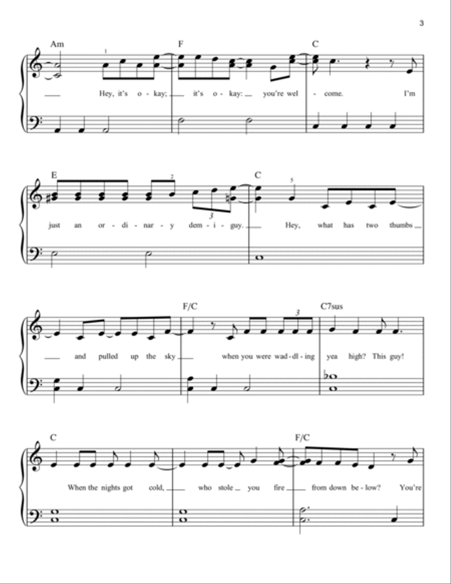 You're Welcome (from Moana) Easy Piano scores gallery preview page 3