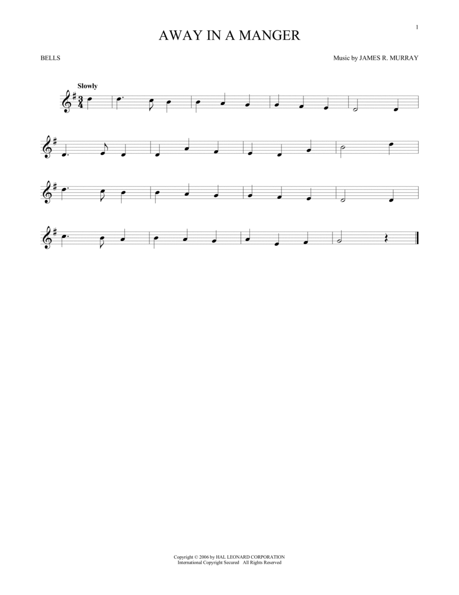 Away In A Manger Glockenspiel scores gallery preview page 1
