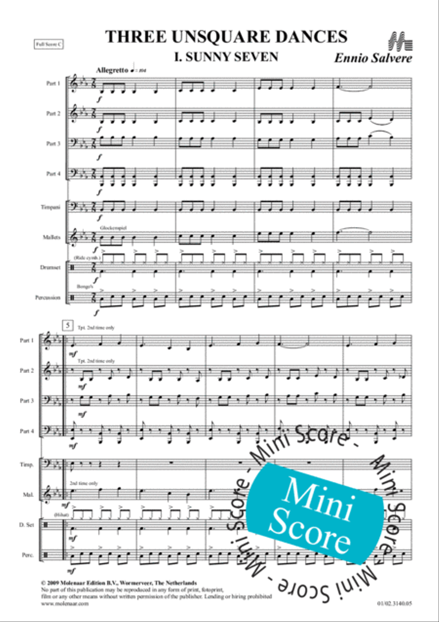 Three Unsquare Dances Fanfare Band scores gallery preview page 7