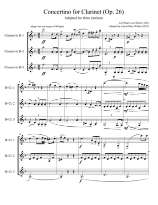 Introduction from Weber's Concertino for Clarinet - for clarinet trio