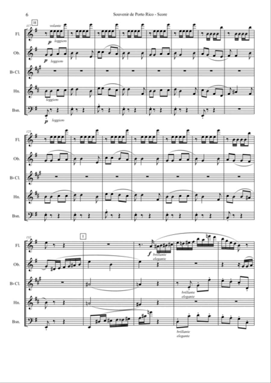 Souvenir de Porto Rico (Woodwind Quintet) Woodwind Quintet scores gallery preview page 6