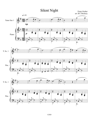 Silent Night (tenor sax solo) with optional piano accompaniment