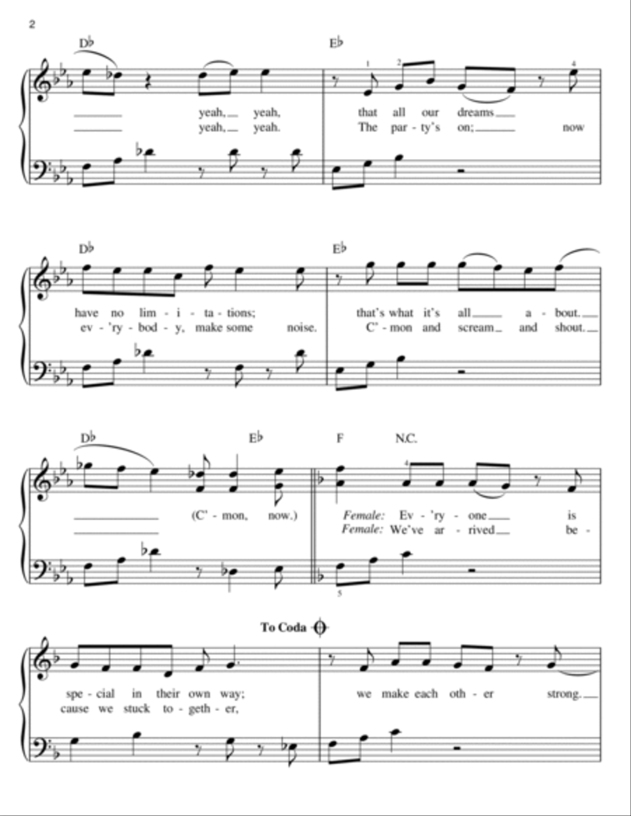 We're All In This Together (from High School Musical) Easy Piano scores gallery preview page 2