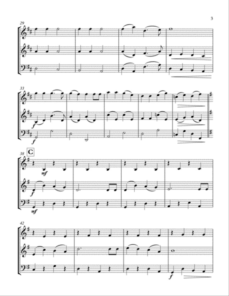 Jingle Bells Two Violins and Cello Trio String Trio scores gallery preview page 3