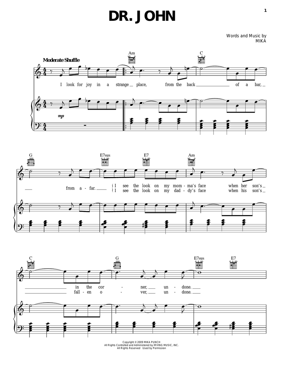 Dr. John Piano, Vocal, Guitar scores gallery preview page 1