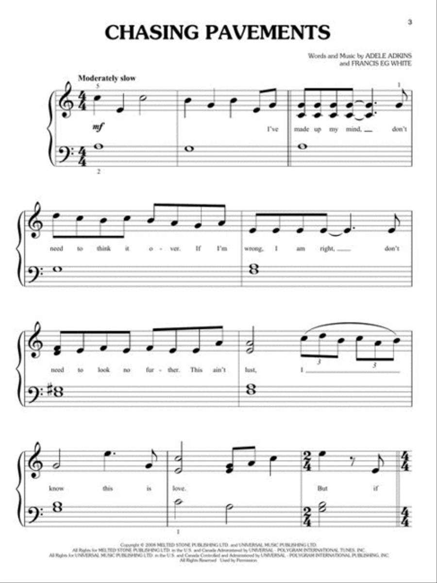 Best of Adele for Big-Note Piano – 2nd Edition Easy Piano scores gallery preview page 4