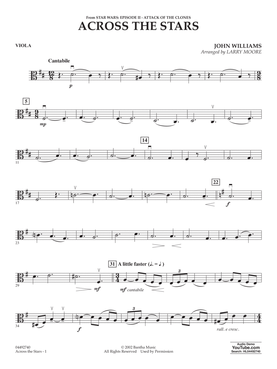 Across The Stars (from Star Wars: Attack of the Clones) (arr. Moore) - Viola String Orchestra scores gallery preview page 1