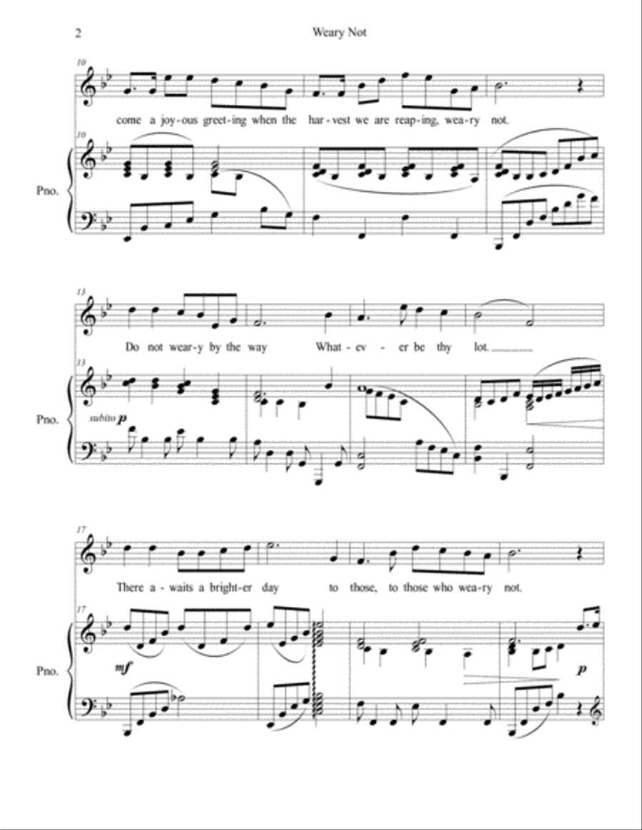Weary Not - Sacred Solo for High Voice High Voice scores gallery preview page 2