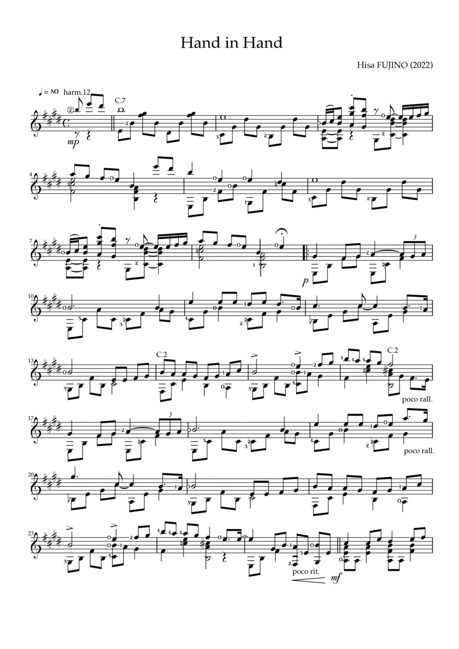 Hand in Hand Acoustic Guitar scores gallery preview page 1