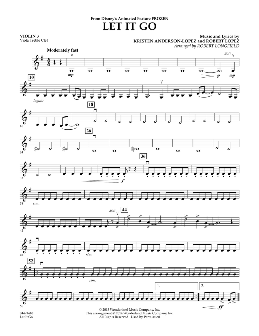 Let It Go - Violin 3 (Viola T.C.)