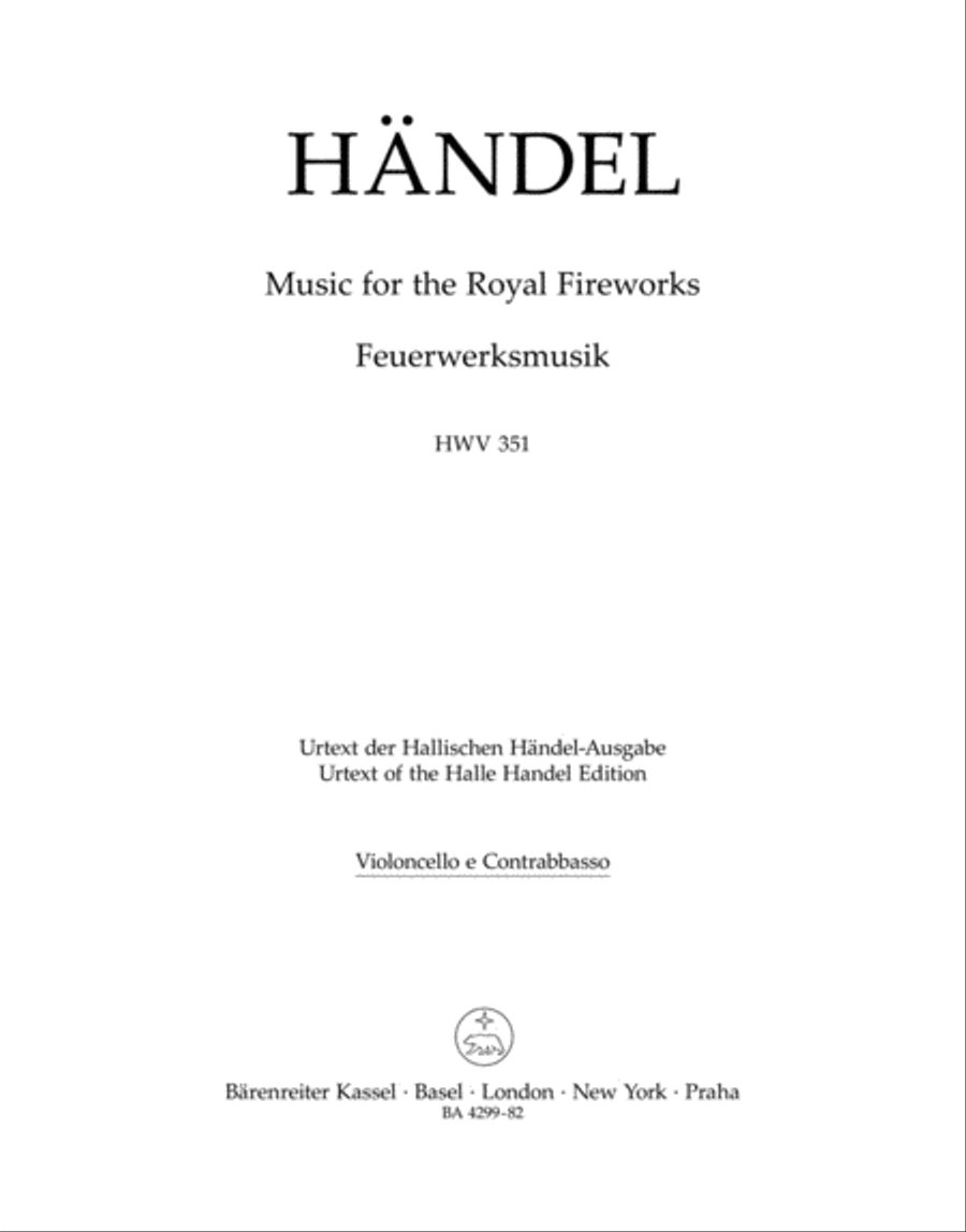 Music for the Royal Fireworks HWV 351 Double Bass scores gallery preview page 1