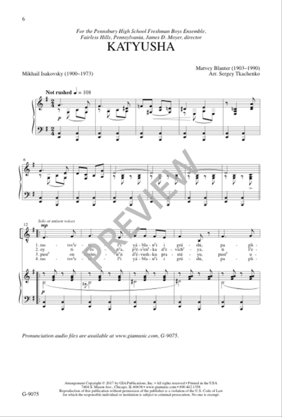 Katyusha 3-Part scores gallery preview page 7