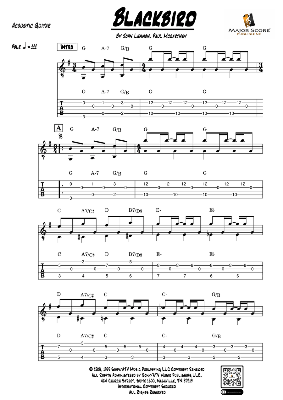 Blackbird Acoustic Guitar scores gallery preview page 1