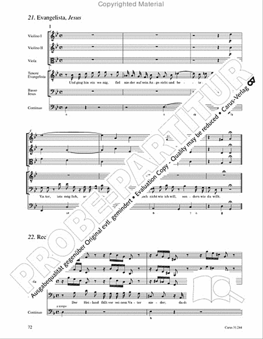 St. Matthew Passion (Matthaus-Passion) 4-Part scores gallery preview page 74