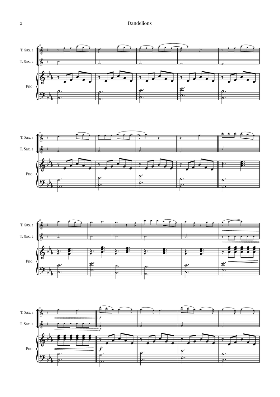 Dandelions Woodwind Duet scores gallery preview page 2
