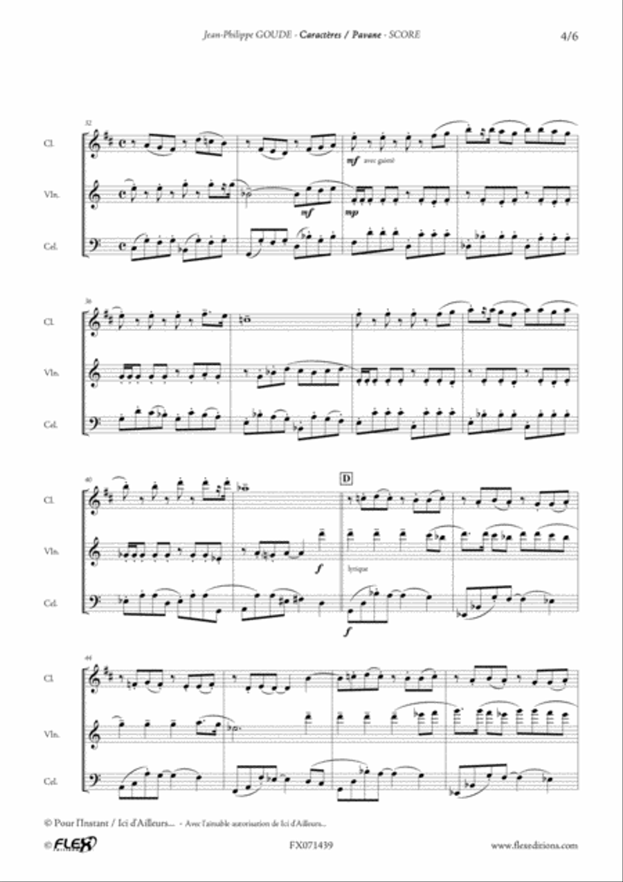 Caracteres Pavane B-Flat Clarinet scores gallery preview page 4