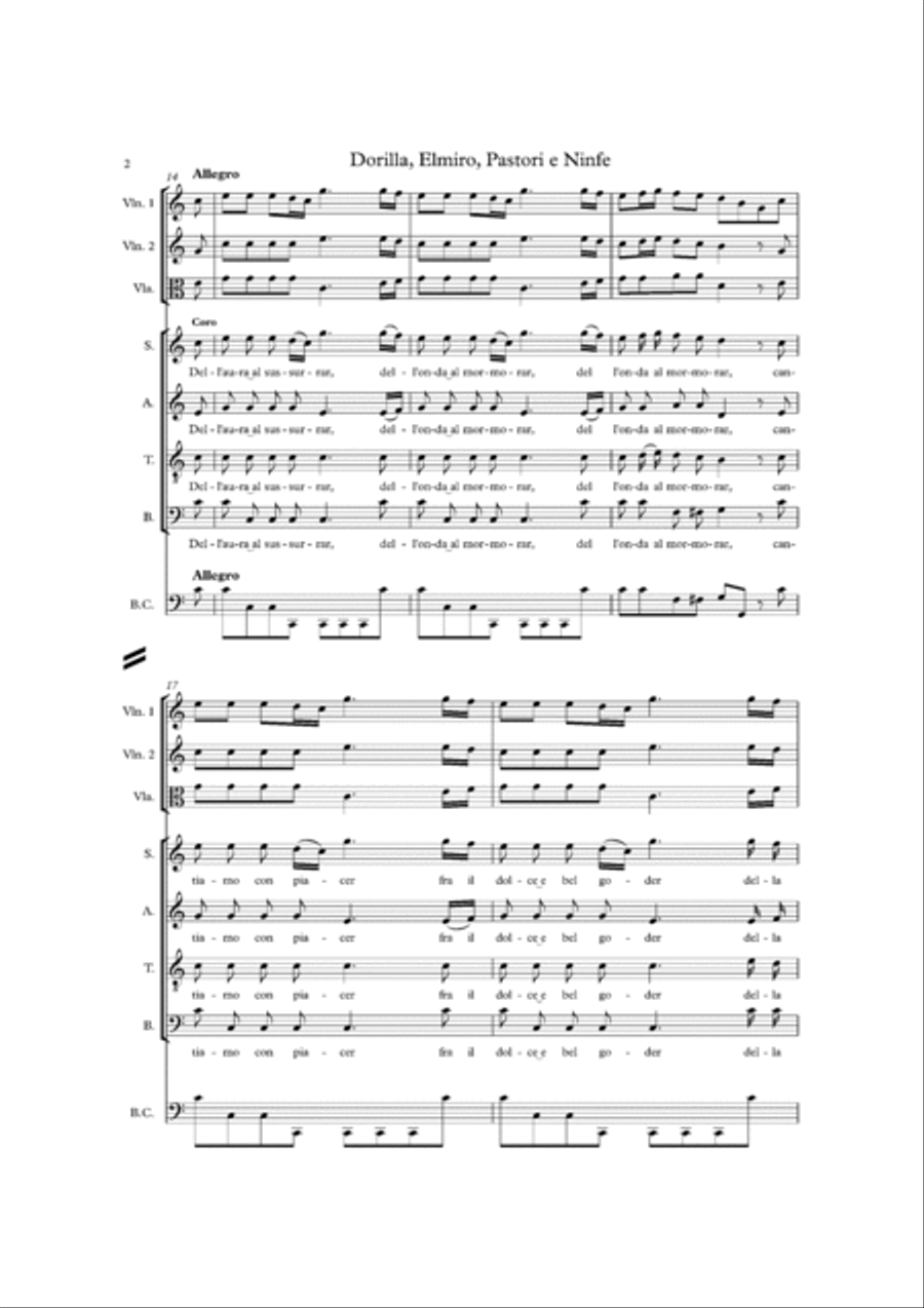 "Dell'aura al sussurrar" from the opera "Dorilla in Tempe, RV 709" - Score Only