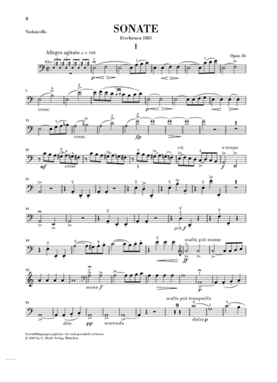 Violoncello sonata in a Minor Op. 36