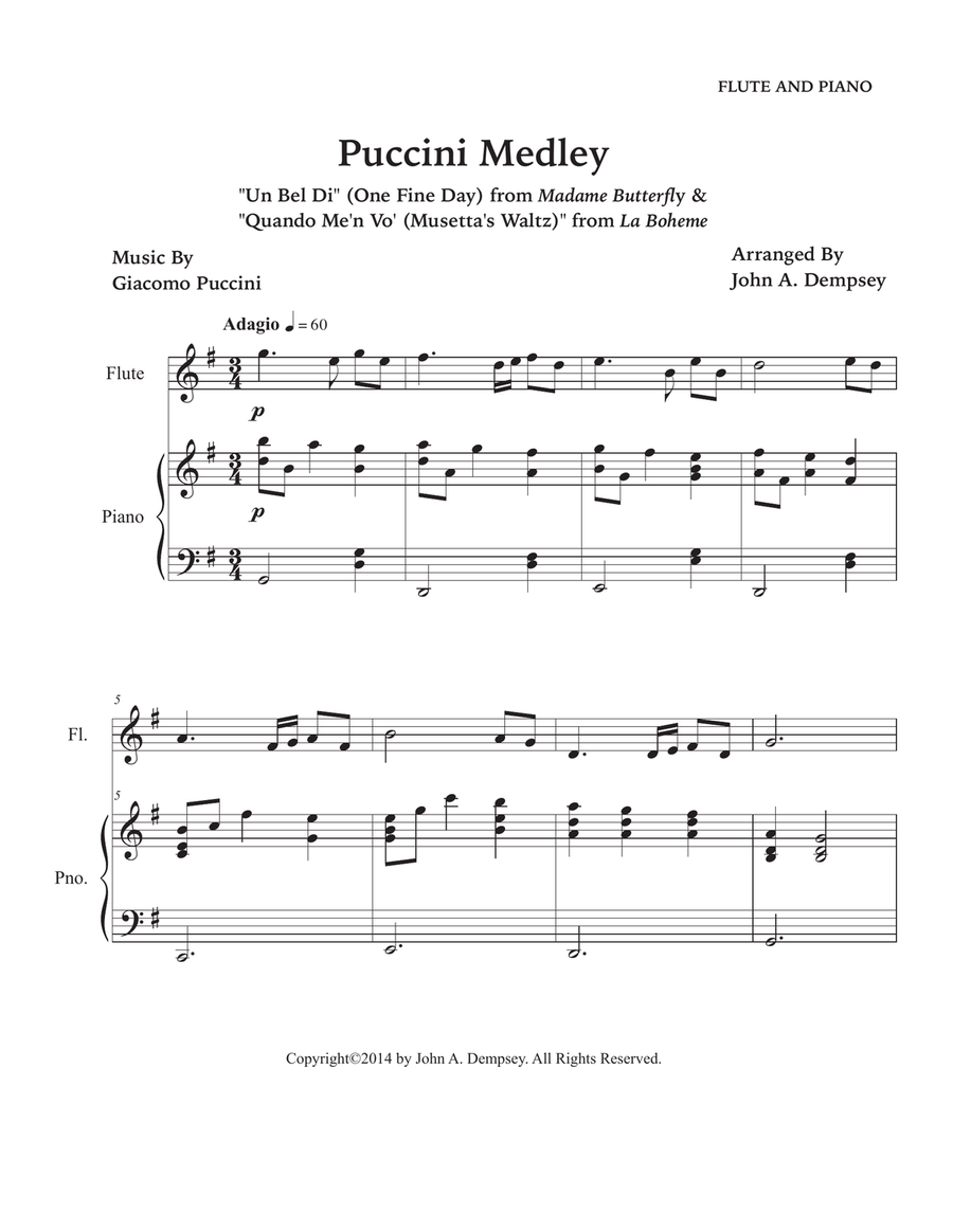 Puccini Medley (Flute and Piano) Flute Solo scores gallery preview page 5