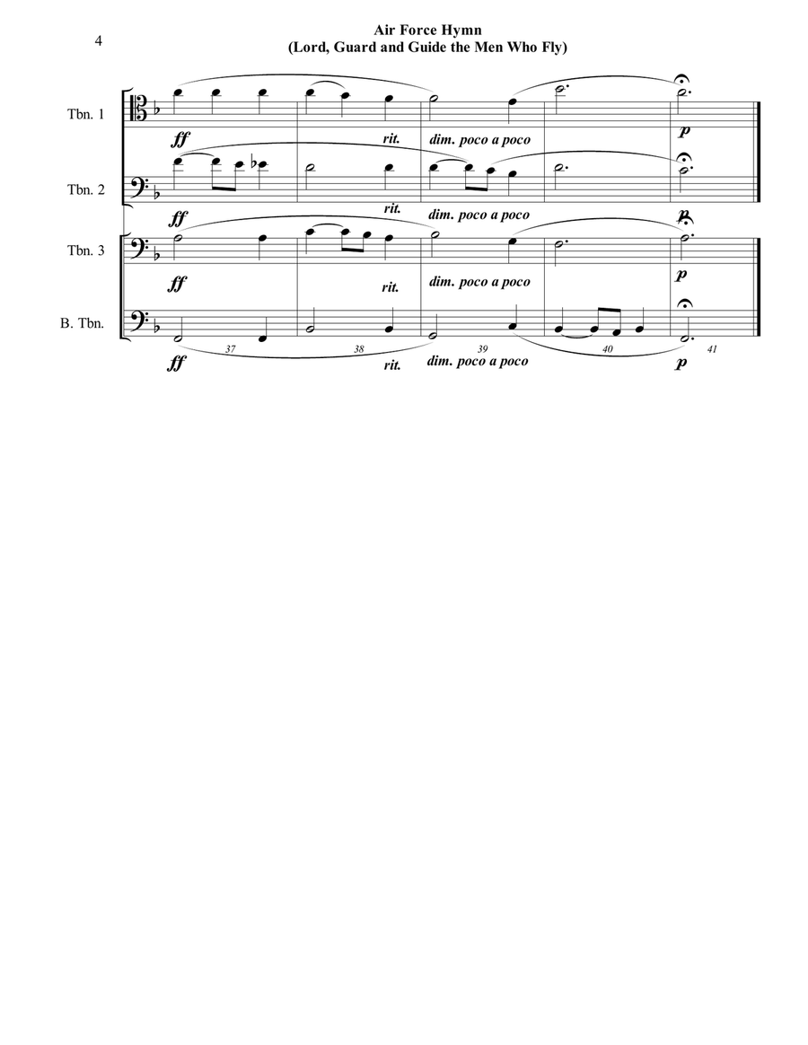 Air Force Hymn ("Lord, Guard and Guide") - Trombone Choir or Quartet - Advanced Intermediate image number null