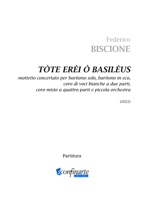 Federico Biscione: TÒTE ERÈI (ES-22-001) - Score Only
