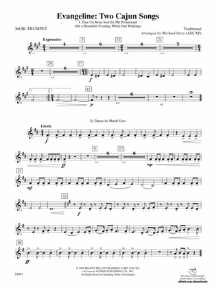 Evangeline: Two Cajun Songs: 3rd B-flat Trumpet
