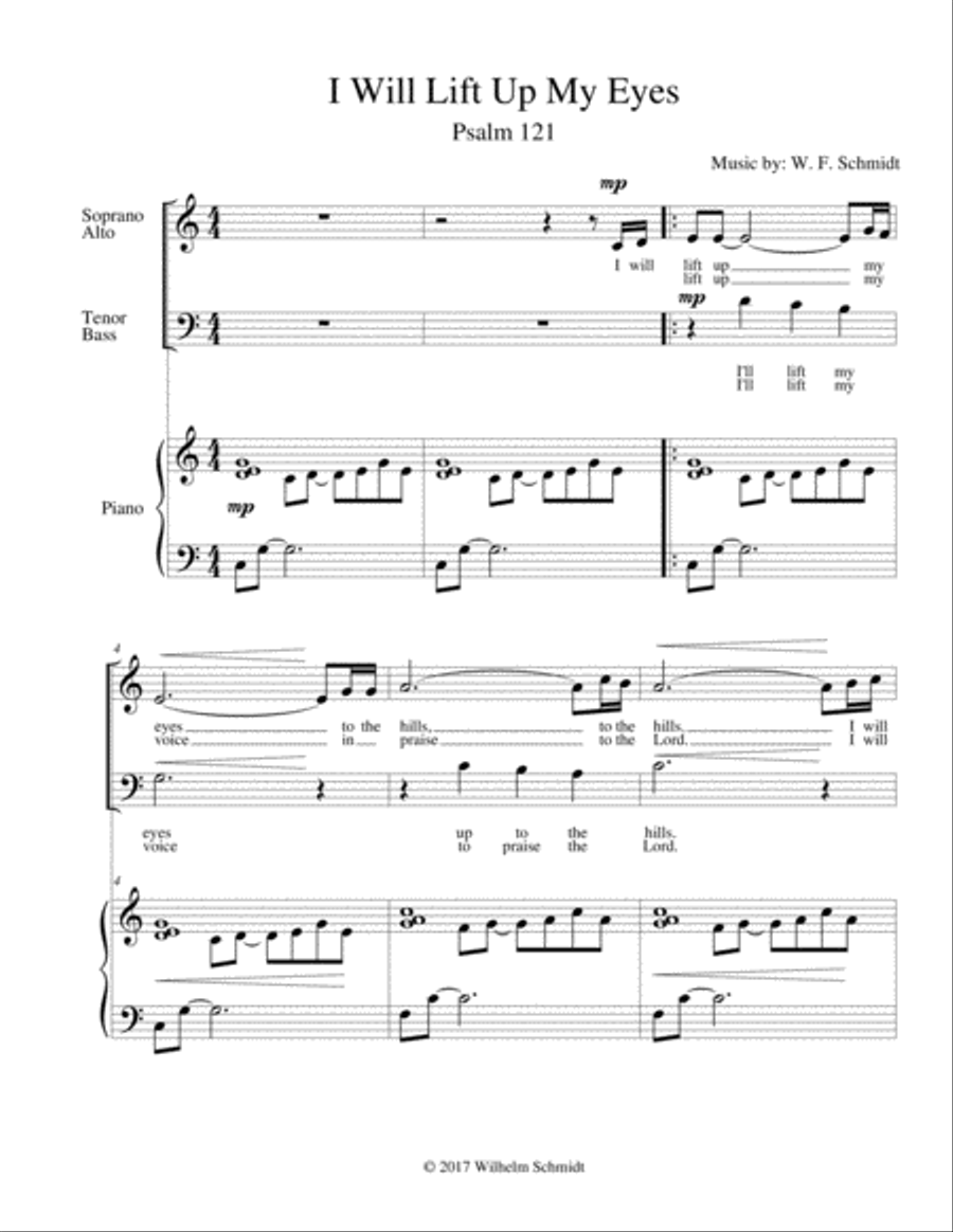 I Will Lift Up My Eyes (Psalm 121) 4-Part scores gallery preview page 2