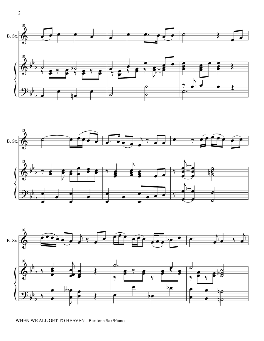 WHEN WE ALL GET TO HEAVEN (Baritone Sax and Piano with Baritone Sax Part) Baritone Saxophone scores gallery preview page 3