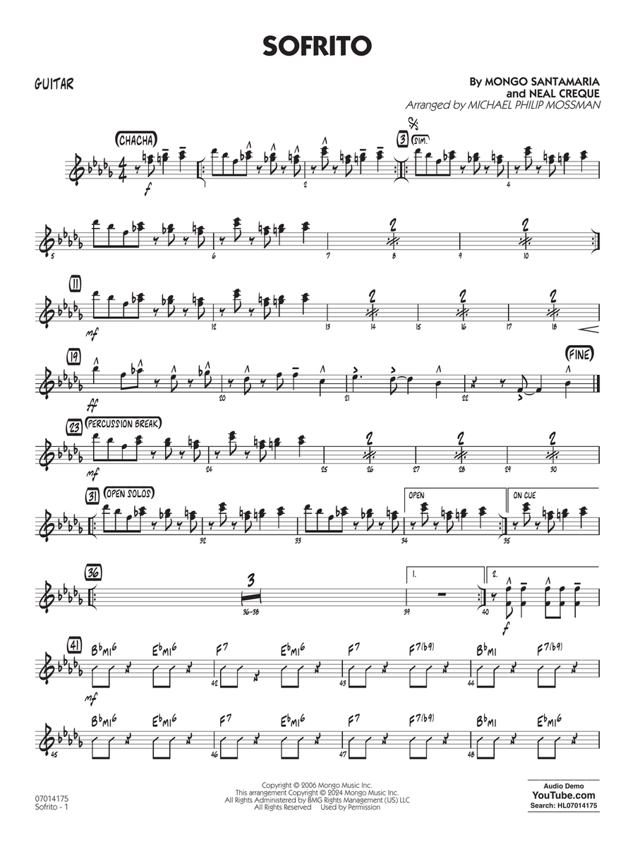 Sofrito (arr. Michael Philip Mossman) - Guitar Jazz Ensemble scores gallery preview page 1