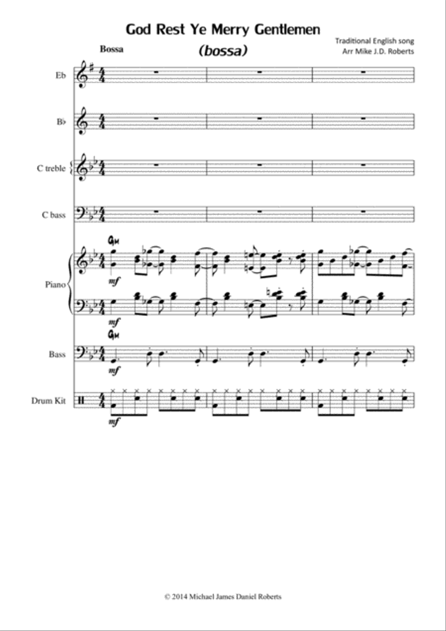 God Rest Ye Merry Gentlemen (bossa) Jazz Ensemble scores gallery preview page 1