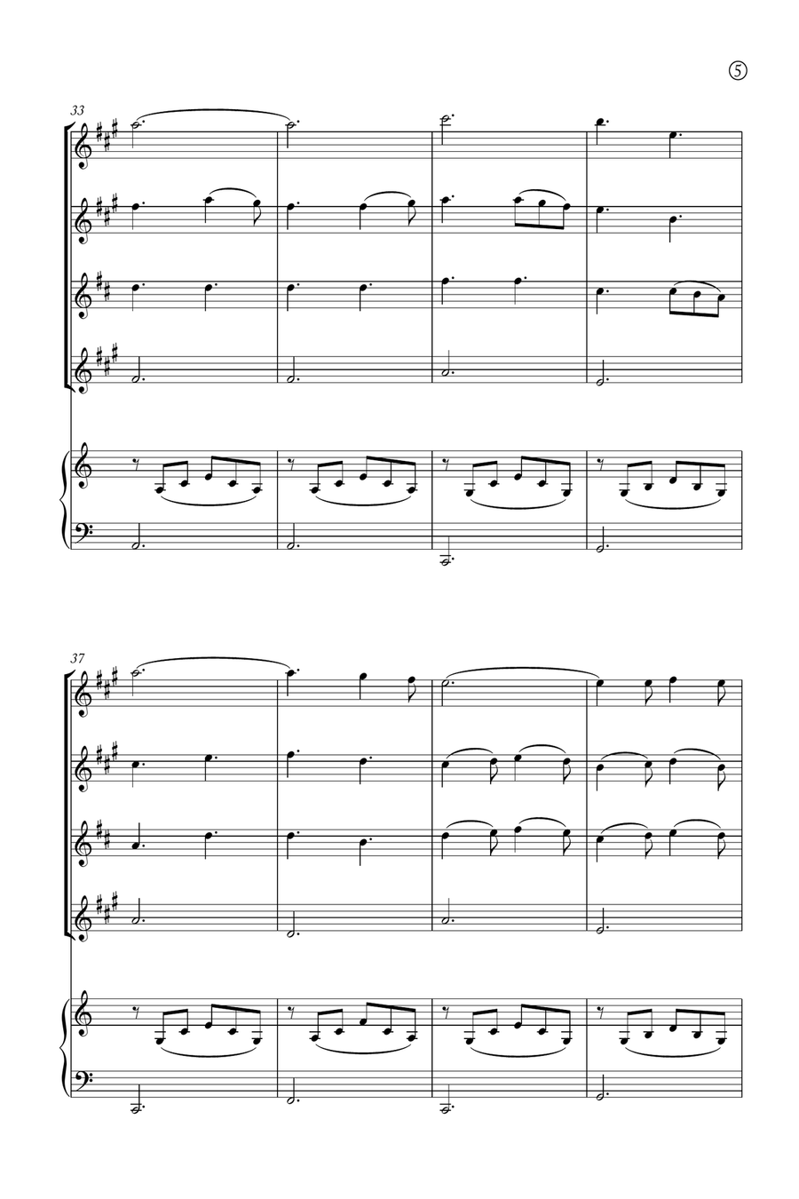 Oh Holy night Saxophone Quartet scores gallery preview page 5
