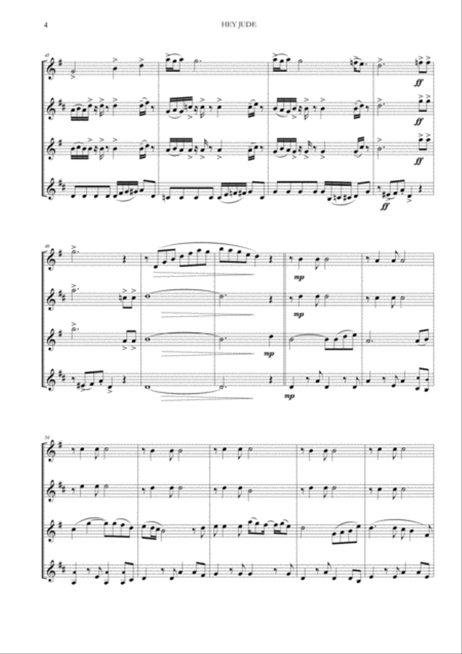 Hey Jude Woodwind Quartet scores gallery preview page 5
