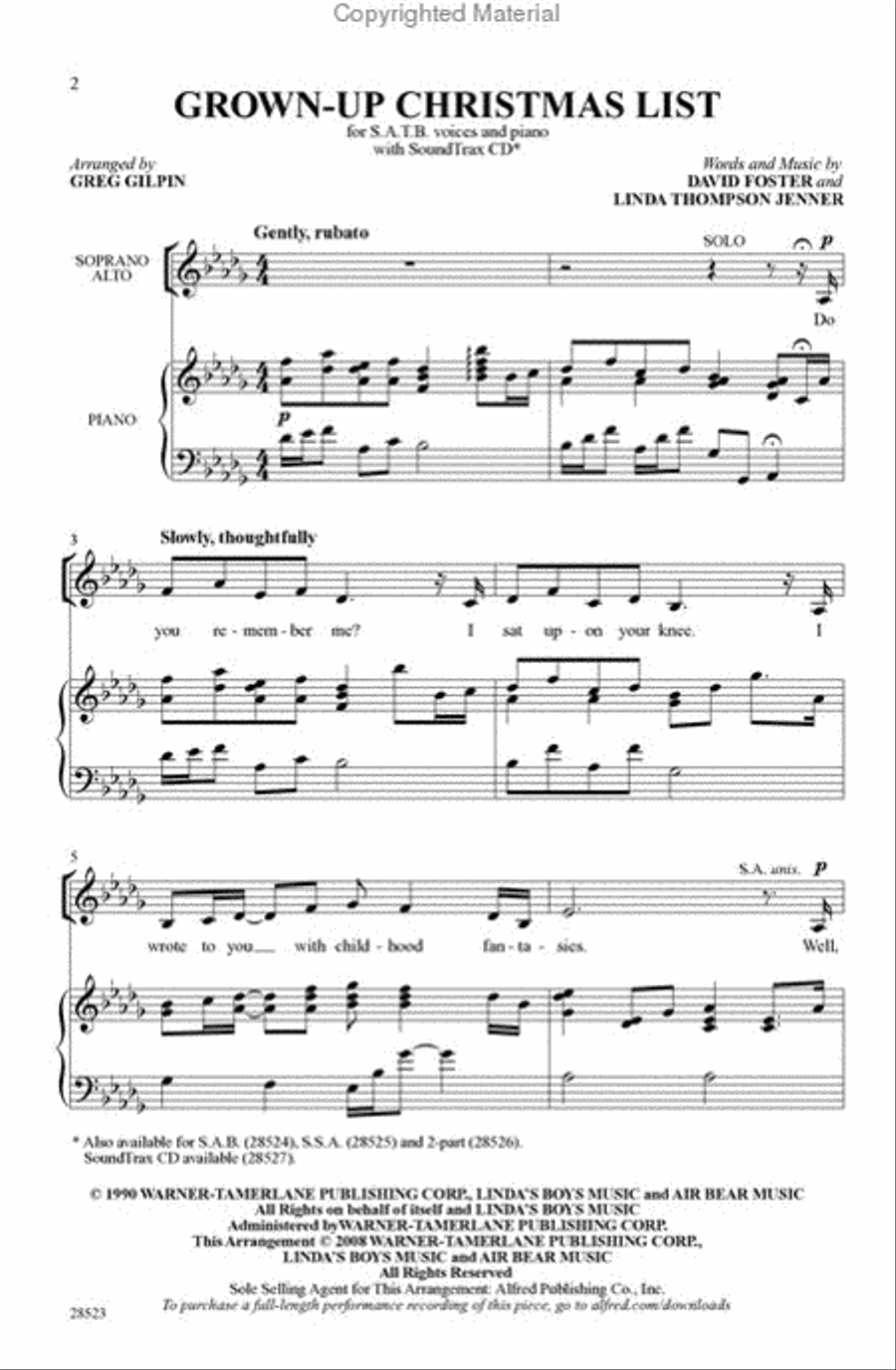 Grown-Up Christmas List 4-Part scores gallery preview page 2