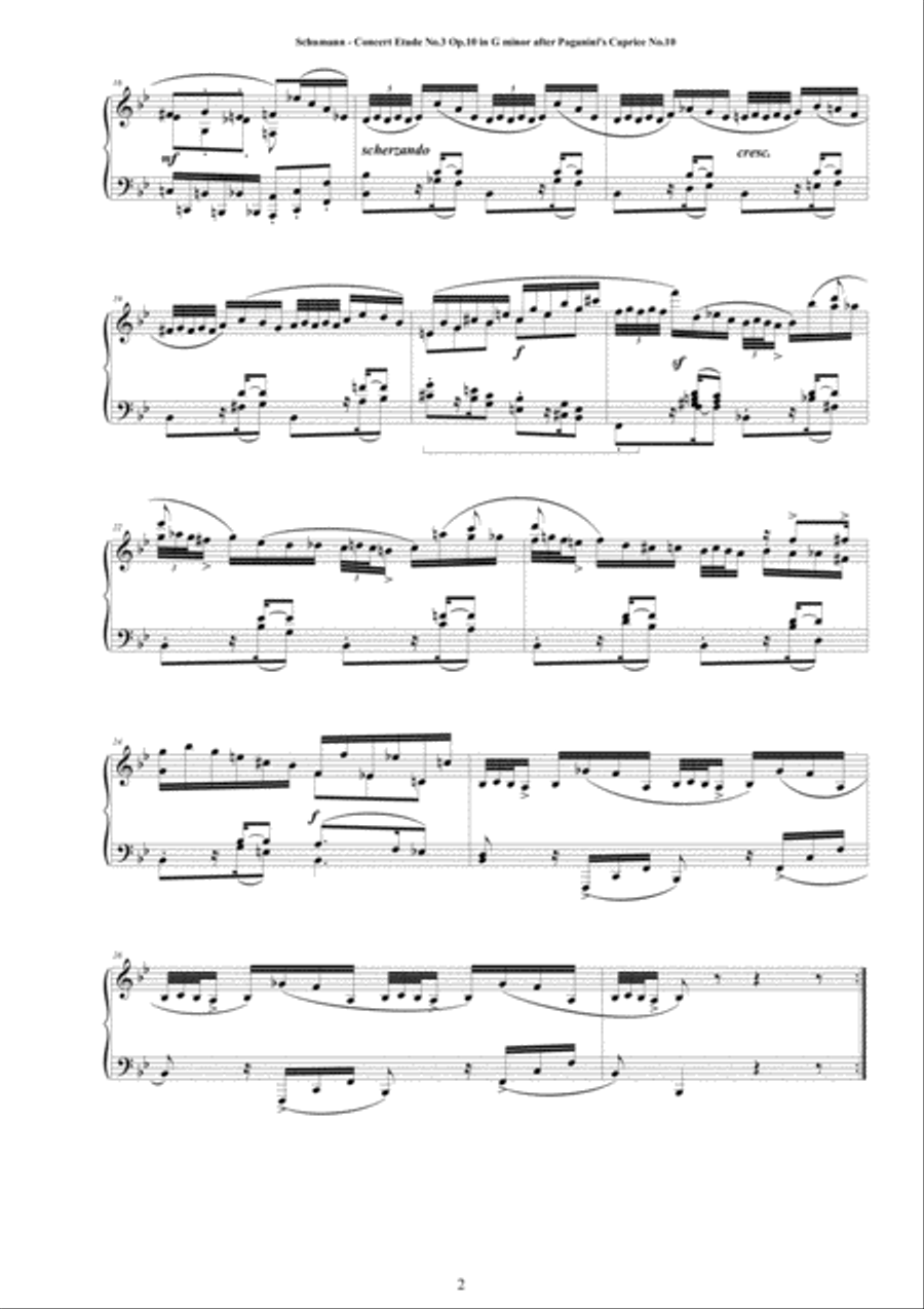 Schumann - Concert Etude No.3 in G minor Op.10 for Piano after Paganini's Caprices Piano Method scores gallery preview page 2