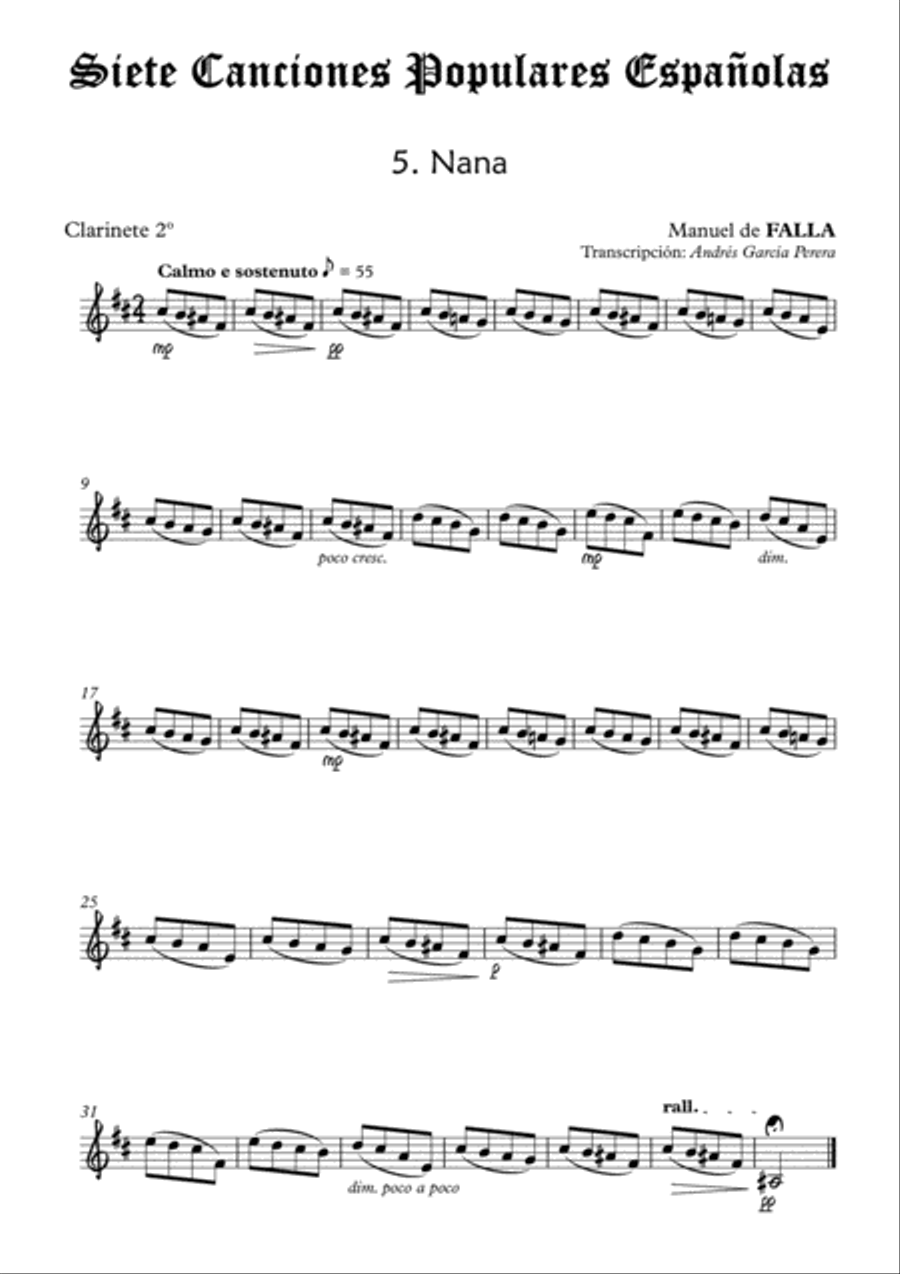 7 Popular Songs - No.5 Lullaby (Clarinet Choir) Clarinet Choir scores gallery preview page 4