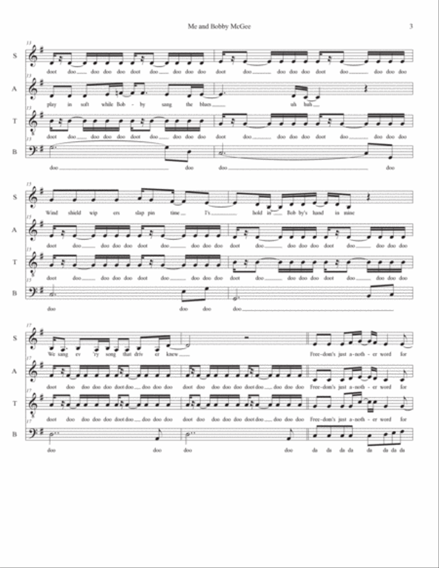 Me And Bobby Mcgee 4-Part scores gallery preview page 3
