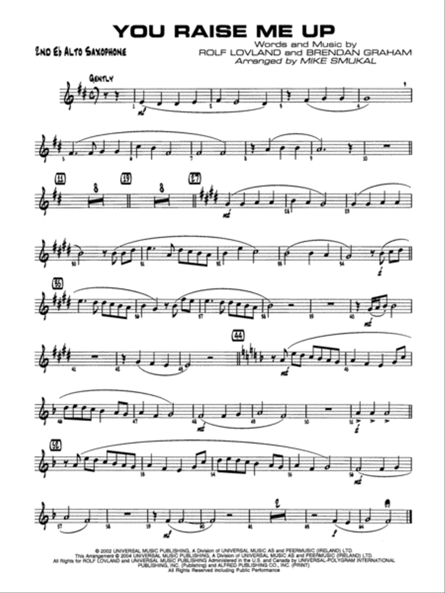 You Raise Me Up: 2nd E-flat Alto Saxophone Jazz Ensemble scores gallery preview page 1