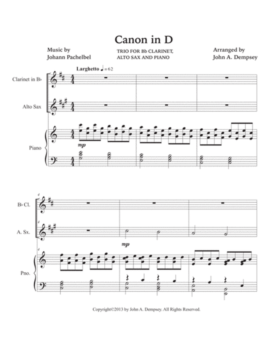 Canon in D (Trio for Clarinet, Alto Sax and Piano) image number null