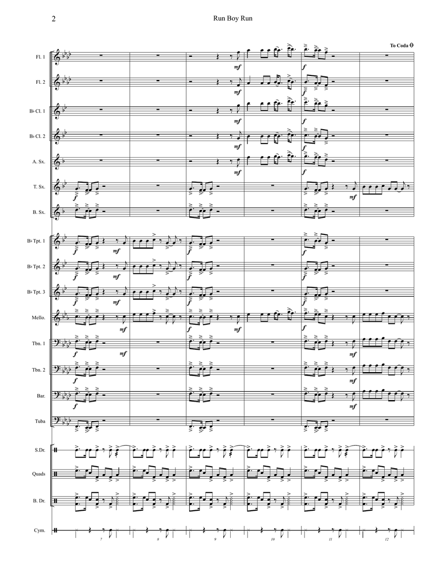 Run Boy Run Marching Band scores gallery preview page 2