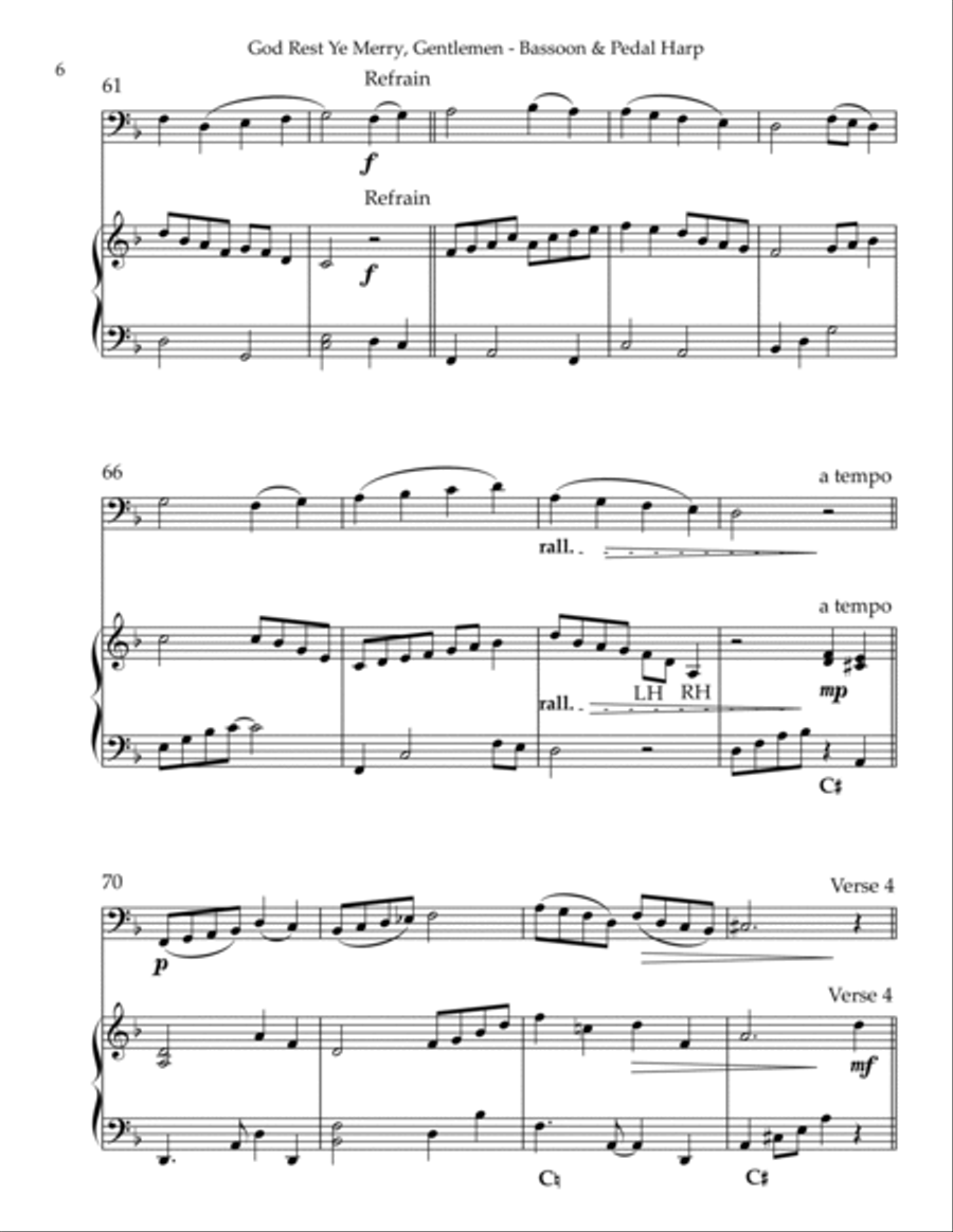 God Rest Ye Merry, Gentlemen, Duet for Bassoon & Pedal Harp Bassoon scores gallery preview page 6