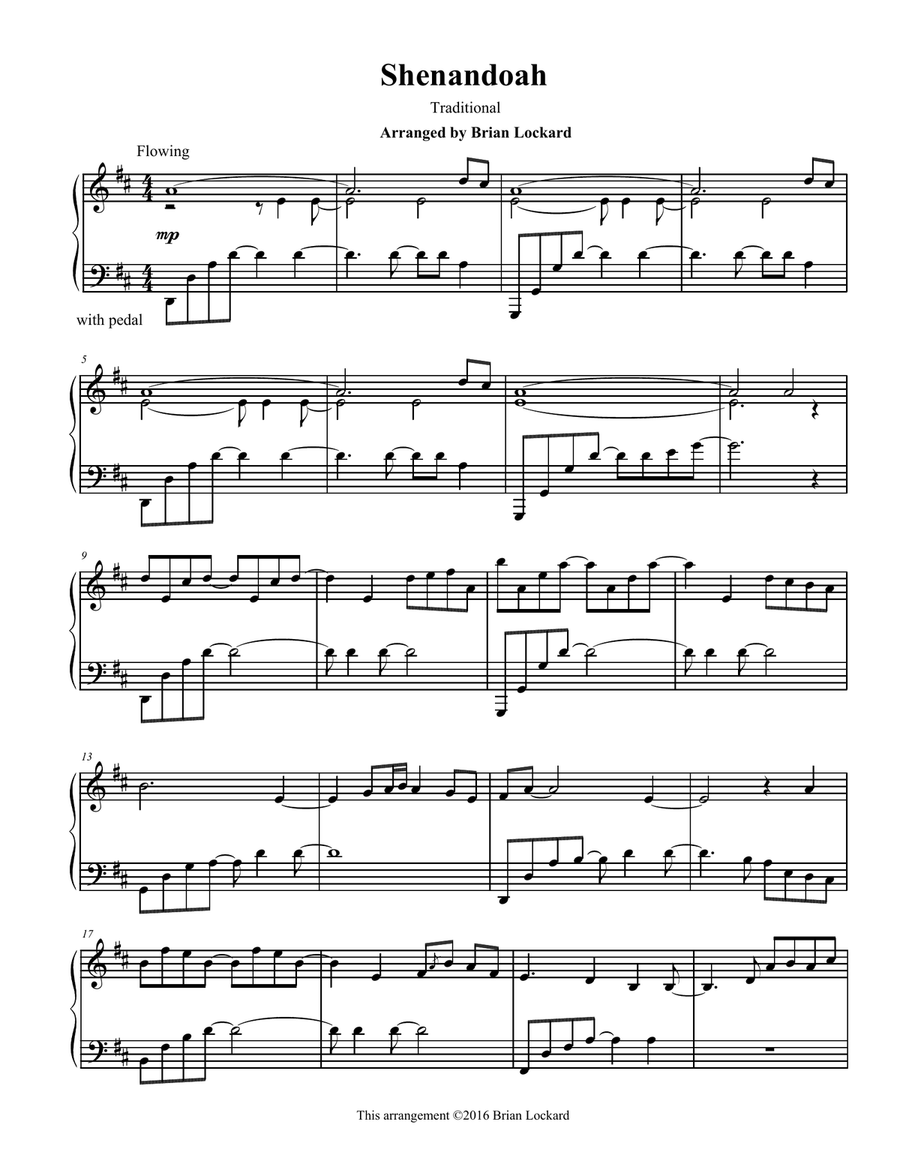 Shenandoah Piano Solo Piano Solo scores gallery preview page 1