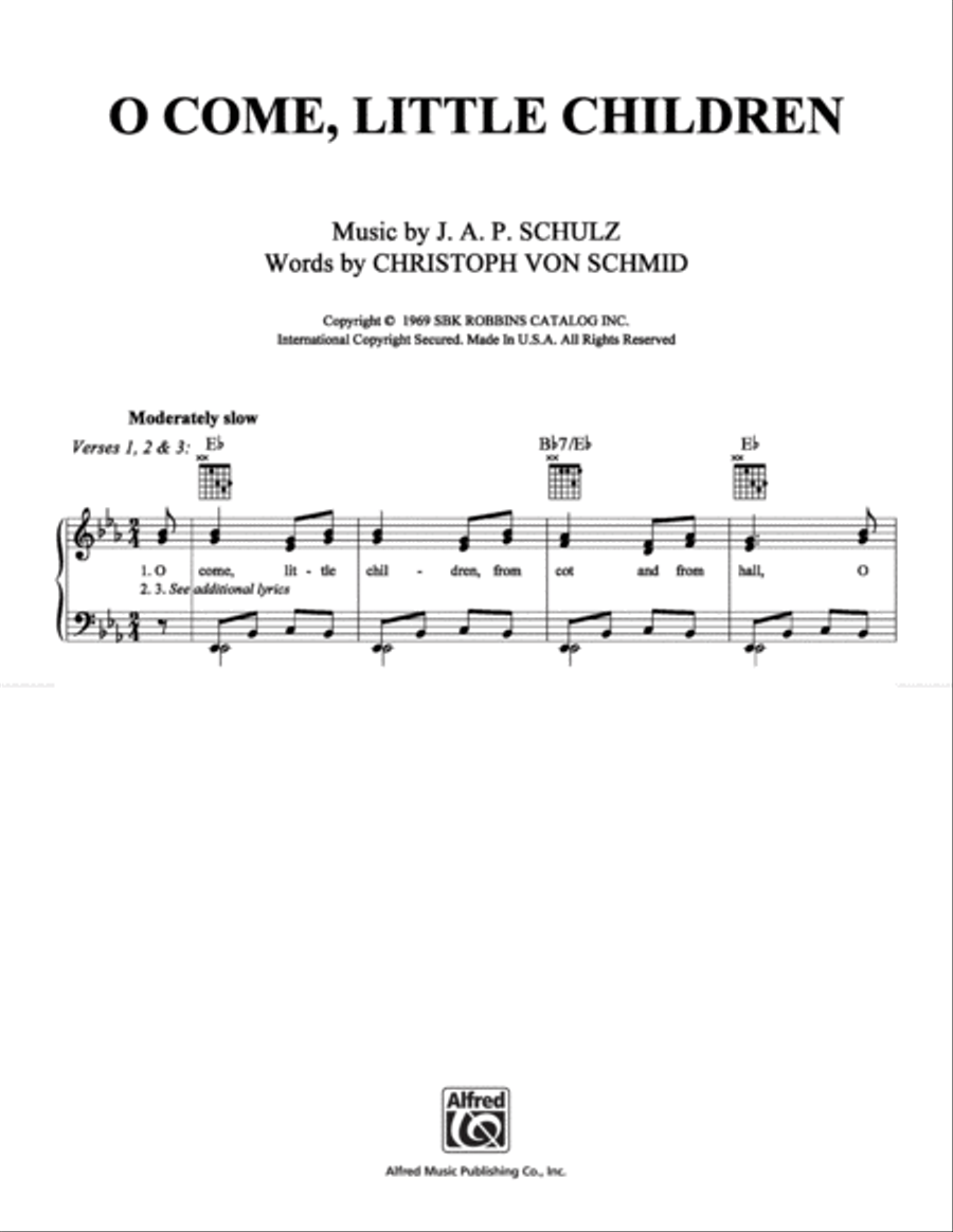 O Come, Little Children O Come, Little Children Piano, Vocal, Guitar scores gallery preview page 1